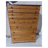 Classic 11-Drawer Oak Tallboy Dresser