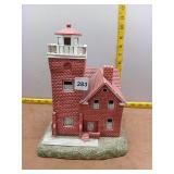 Lefton Two Harbors MN Lighthouse Figurine Lamp Bas