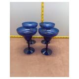 Set of 4 Vibrant Cobalt Blue Margarita Glasses