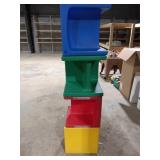 Set of 4 Versatile Toddler Cube Chairs - Red, Blue
