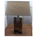 Modern Brushed Metal Table Lamp with Rectangular S
