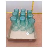 Set of 9 Teal Coca-Cola Embossed Glass Tumblers