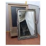 Ornate Framed Mirror & Rustic Wood Chalkboard with