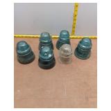 Lot of 6 Vintage Hemingray and Clear Glass Insulat