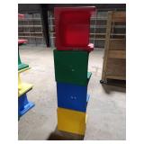 Set of 4 Colorful Children's 3-in-1 Cube Chairs