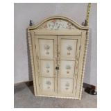 Charming Hand-Painted Floral Tri-Fold Vanity Mirro