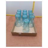 Set of 10 Blue Coca-Cola Embossed Script Contour G