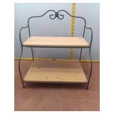 Two-Tier Decorative Metal and Wood Display Shelf