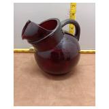 Vintage Ruby Red Glass Tilt Ball Pitcher