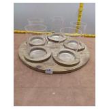 Rustic 5-Glass Candle Holder Centerpiece with Wood