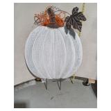 Rustic White Metal Pumpkin Harvest Garden Stand