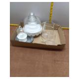 Elegant Glass Cake Dome Set with Pitchers and Acce