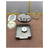 Eclectic Vintage Home Decor Lot - Metal Trays, Clo