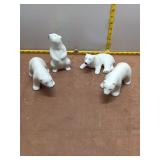 Set of 4 Minimalist White Polar Bear Figurines