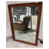 Large Beveled Wood Framed Wall Mirror