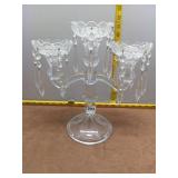 Elegant 3-Arm Glass Candelabra with Hanging Prisms