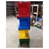 Set of 4 Versatile Kids' Primary Color Cube Chairs