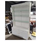 Charming White Wooden Hutch with Adjustable Glass