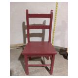 Vintage-Style Red Wooden Ladder-Back Child's Chair