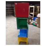 Colorful Kids' Plastic Cube Chair & Table Set - 4