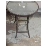 Compact 12-Inch Round Glass Top Folding Side Table