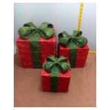 Set of 3 Sparkling Red & Green Light-Up Christmas