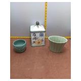 Ceramic Decor Trio - Floral Canister & more