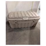 Large Heavy-Duty Tan Plastic Storage Trunk / Footl
