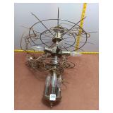 Vintage Industrial Wheel-and-Spoke Brass Chandelie