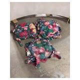 Set of 5 Ruffled Floral Chair Cushions with Ties