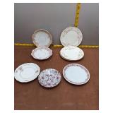Vintage Floral Porcelain Plates & Saucers Lot - 7