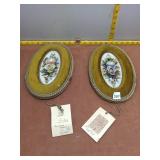 Vintage Seda Italian Porcelain Floral & Velvet Wal