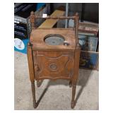 Vintage Wooden Washstand Cabinet with Turned Legs