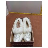 Elegant Next Step White Faux Fur & Silver Embroide