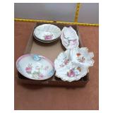 Lot of 4 Vintage-Style German Floral Porcelain Dis