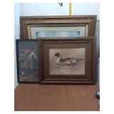 Triple Lot of Framed Art: Duck Decoy