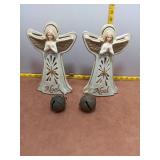 Pair of Noel Ceramic Angel Figurines & metal bells