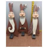 Set of 3 Rustic Folk Art Santa Claus