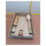 Vintage Hand-Carved Wooden Kitchen Tool Trio - Mol