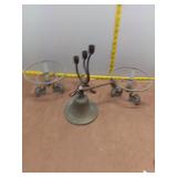 Metal Decor Lot: Large Dinner Bell, Candelabra