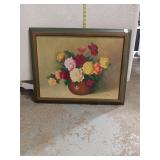 Vintage Herb Jones Signed "Bowl of Roses" Oil Pain