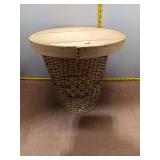 Rustic Wicker Storage Basket with Wooden Lid