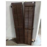 Pair of Vintage Style Dark Wood Louvered Folding S