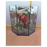 Male and Female Cardinal Figurine in Mirrored Glas