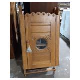 Oak Wall Cabinet with Porthole Window & Towel bar