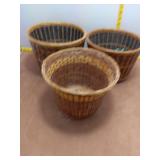 Trio of Hand-Woven Decorative Bamboo Baskets