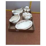 Elegant Vintage Floral Porcelain Serving Set - 5 P
