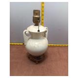 Vintage Cream Ceramic Double-Handled Urn Table Lam