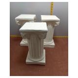 Set of 3 Ionic Style Decorative Pedestal Stands