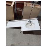 Corian L-Shaped Vanity Top with Integrated Sink &